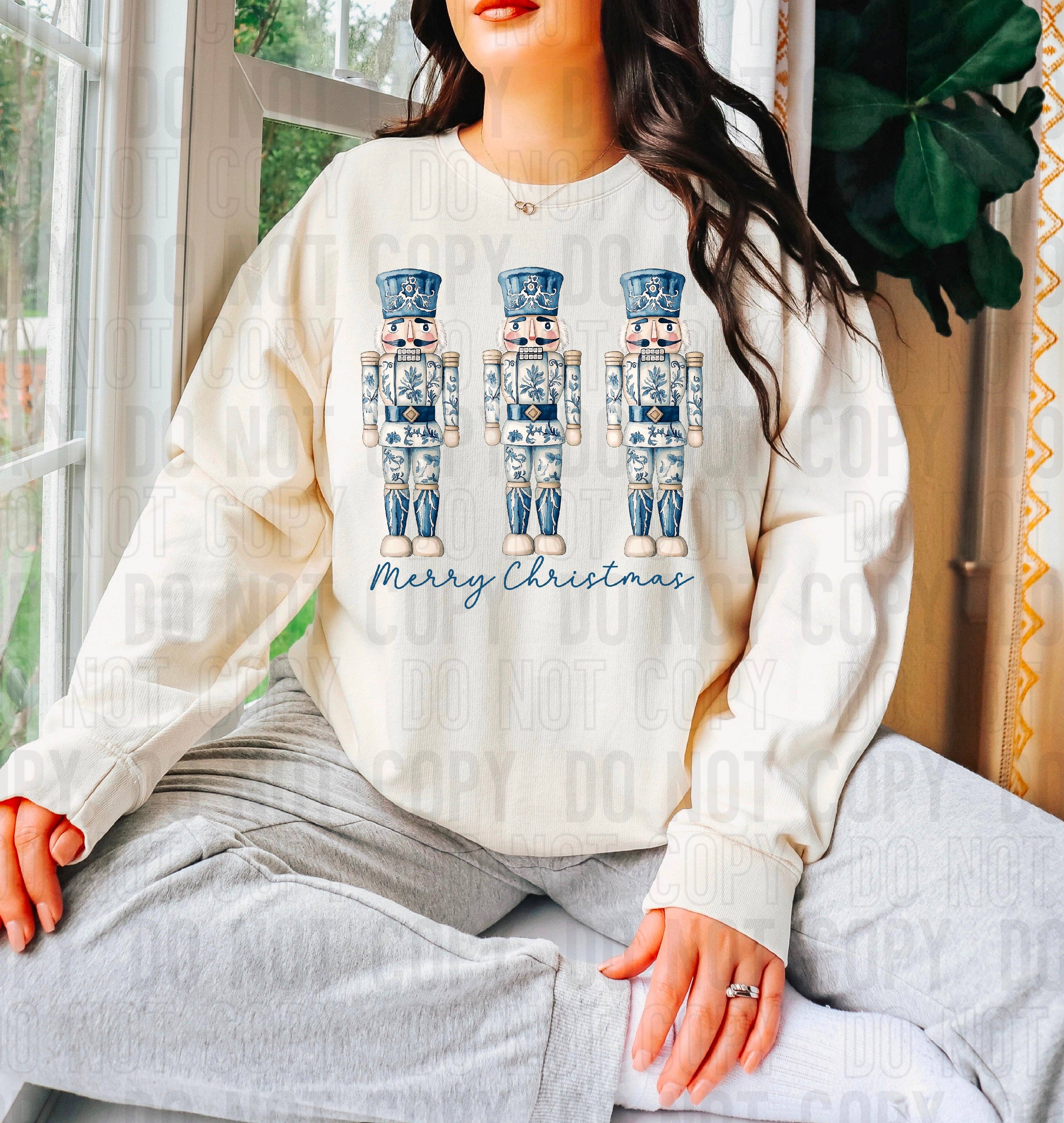 K and M Designs - Wholesale Sublimation Transfer - Merry Christmas Blue Nutcrackers DTF Transfer0