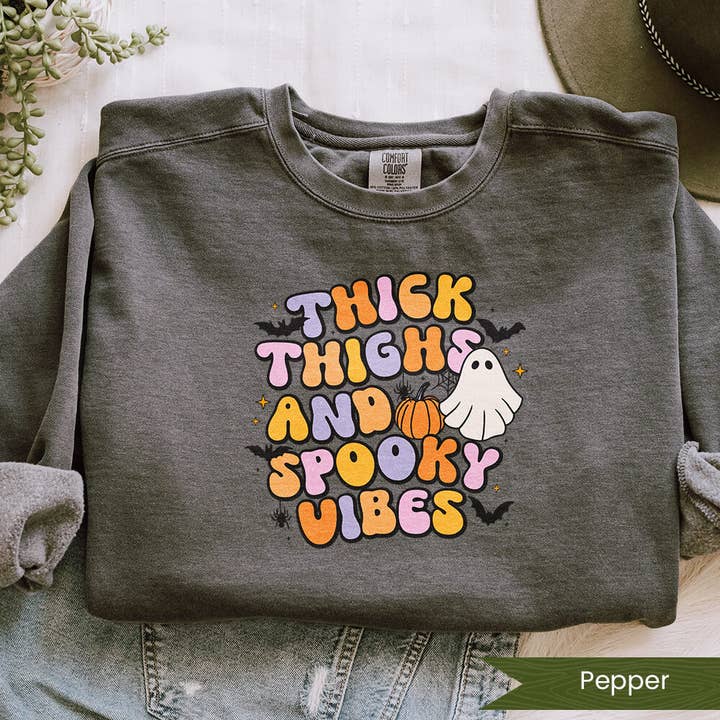 Thick Thighs And Spooky Vibes for wholesale by Wildflower Apparel Co.