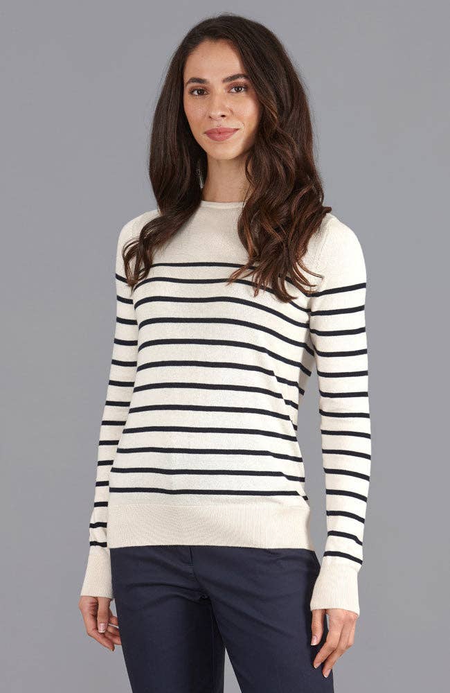 Paul James Knitwear - Wholesale Knit Sweater - Women's - Womens Ultra Fine Cotton Breton Crew Neck Jumper0