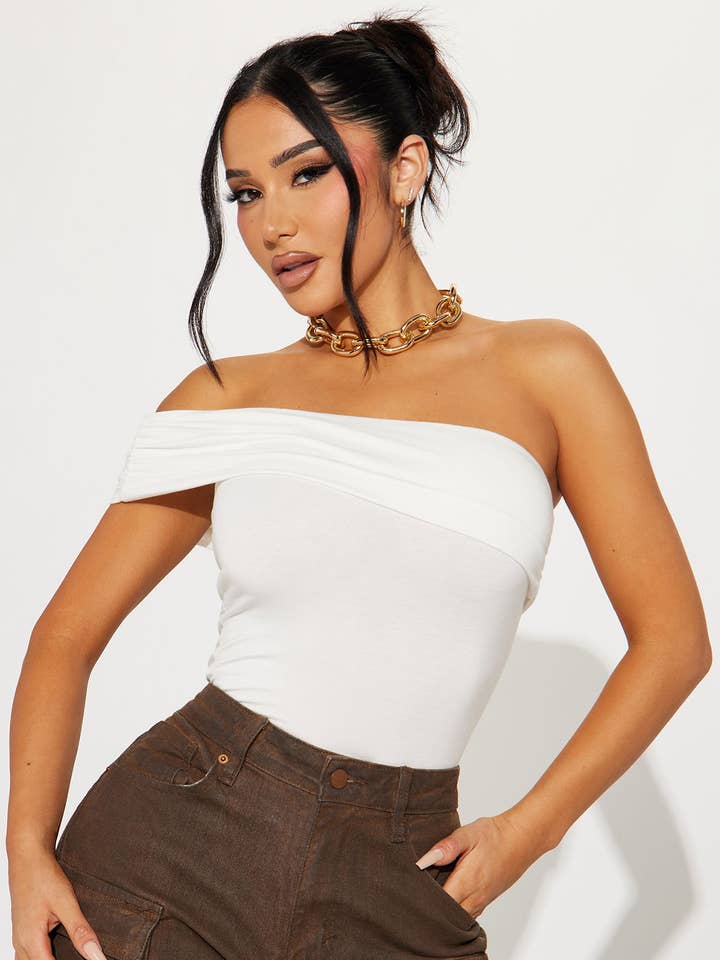 ONE SHOULDER RUCHED TOP for wholesale by 5besties inc