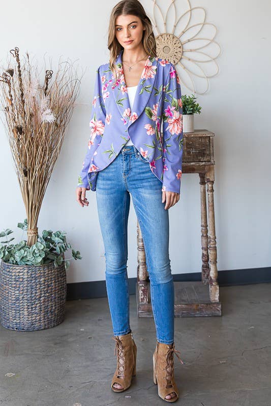 LAVENDER SJ1206-24  FLORAL OPEN BLAZERS for wholesale on Faire4