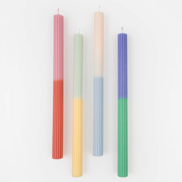 Meri Meri - Wholesale Tapered Candle/Candlestick - Multi Block Colour Table Candles