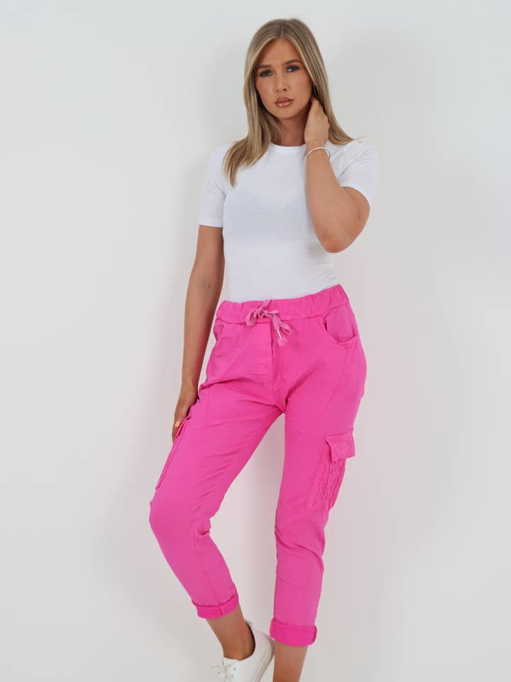 Italienske Cargobukser med rynkede lommer for engroshandel hos Miss Bold