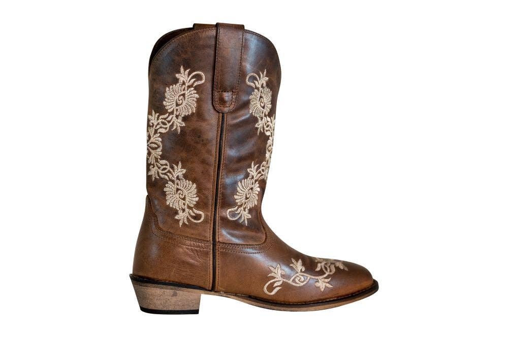 Brown TuffRider Ladies Mormon Square Toe Western Boot for wholesale on Faire2