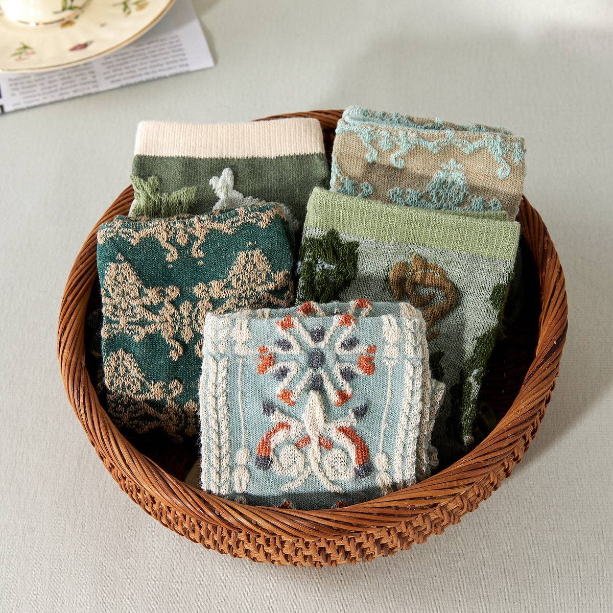 Funkyrel® Atzbranding Limited – wholesale Socks – Women's – Rufia - Retro Embossed Women's Socks3