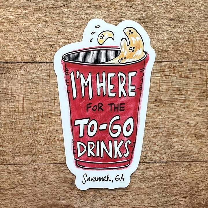 Savannah To-Go Drinks Sticker for wholesale by L. R. Fern