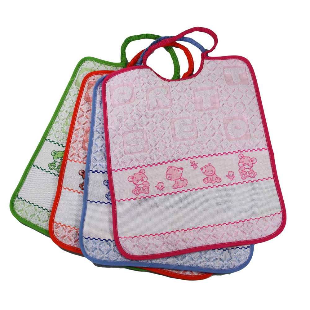 Almatex srl - Vendita all'ingrosso Bavaglino - Neonati - Bavaglino ORSETTO con elastico cm. 28x33 con banda da ricamare1