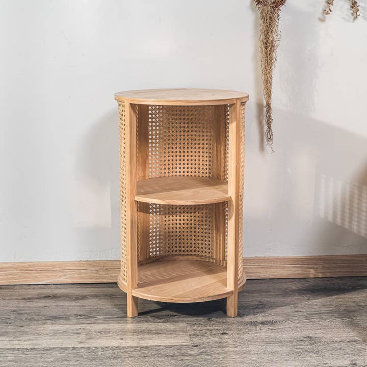 Nordlys - Wholesale Side Table - ALTA 2-Storage Natural Wood and Rattan Nightstand4