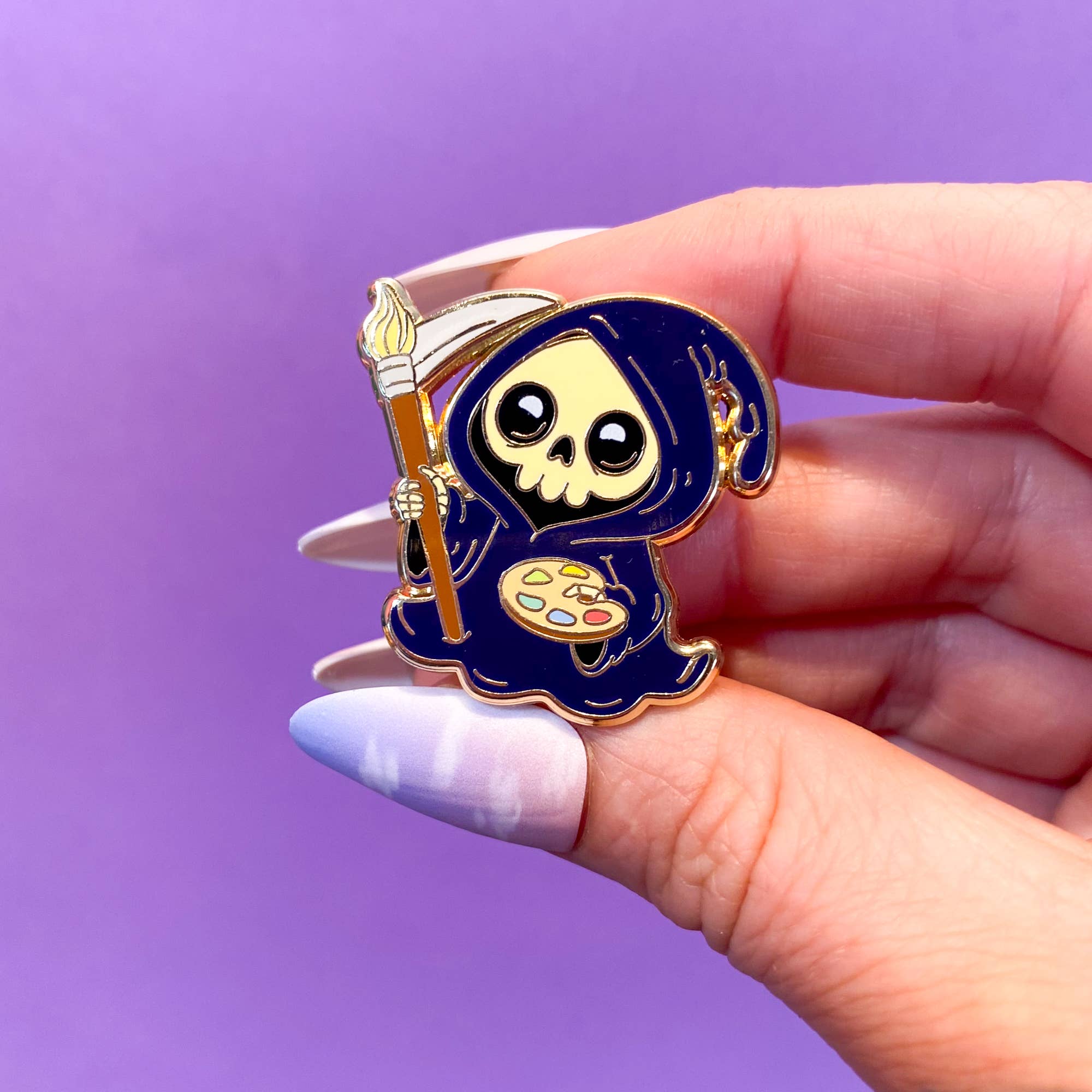 The Paint Sesh - Wholesale Lapel Pin/Button - Grim Reaper Artist Enamel Pin | Spooky Artist Gift Ideas10