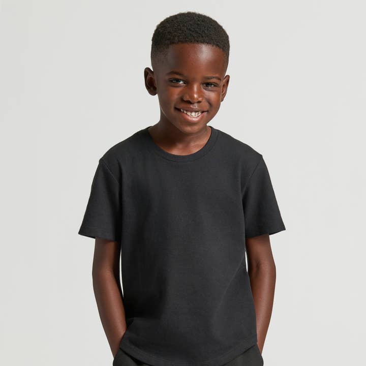 Boys' Black Classic Curved Hem Crew Neck for wholesale by True Classic
