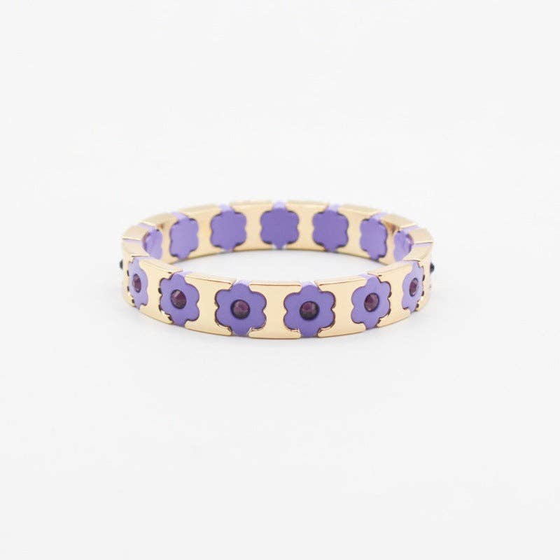 alberalkirk - Wholesale Cuff Bracelet - Floral Cuff Enamel Steel Crystal-Studded Elastic S5P14112