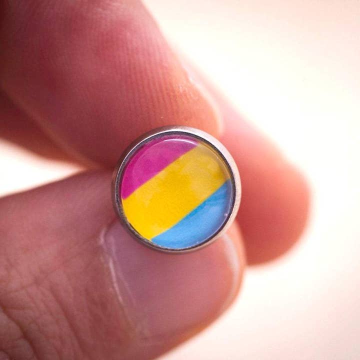 Crafty Queer Studio - Wholesale Stud/Post Earrings - Pansexual flag pride LGBTQ+ earrings - stud or dangle3