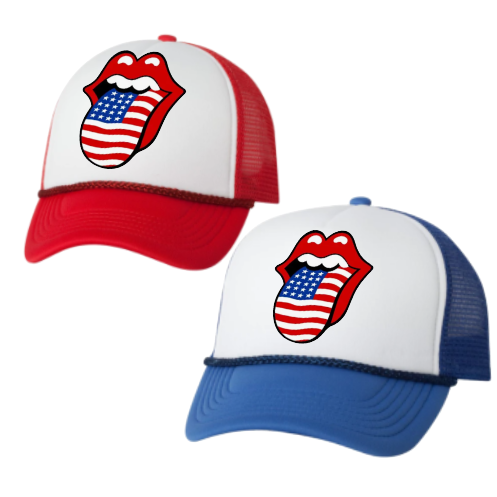 The Candy Collections - Wholesale Trucker Hat - Unisex - Lips tongue 4th July America Independence Trucker Hat cap1