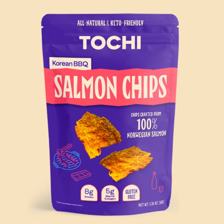 Salmon Chips Korean BBQ  *New Size* 50g for wholesale by Tochi Snacks