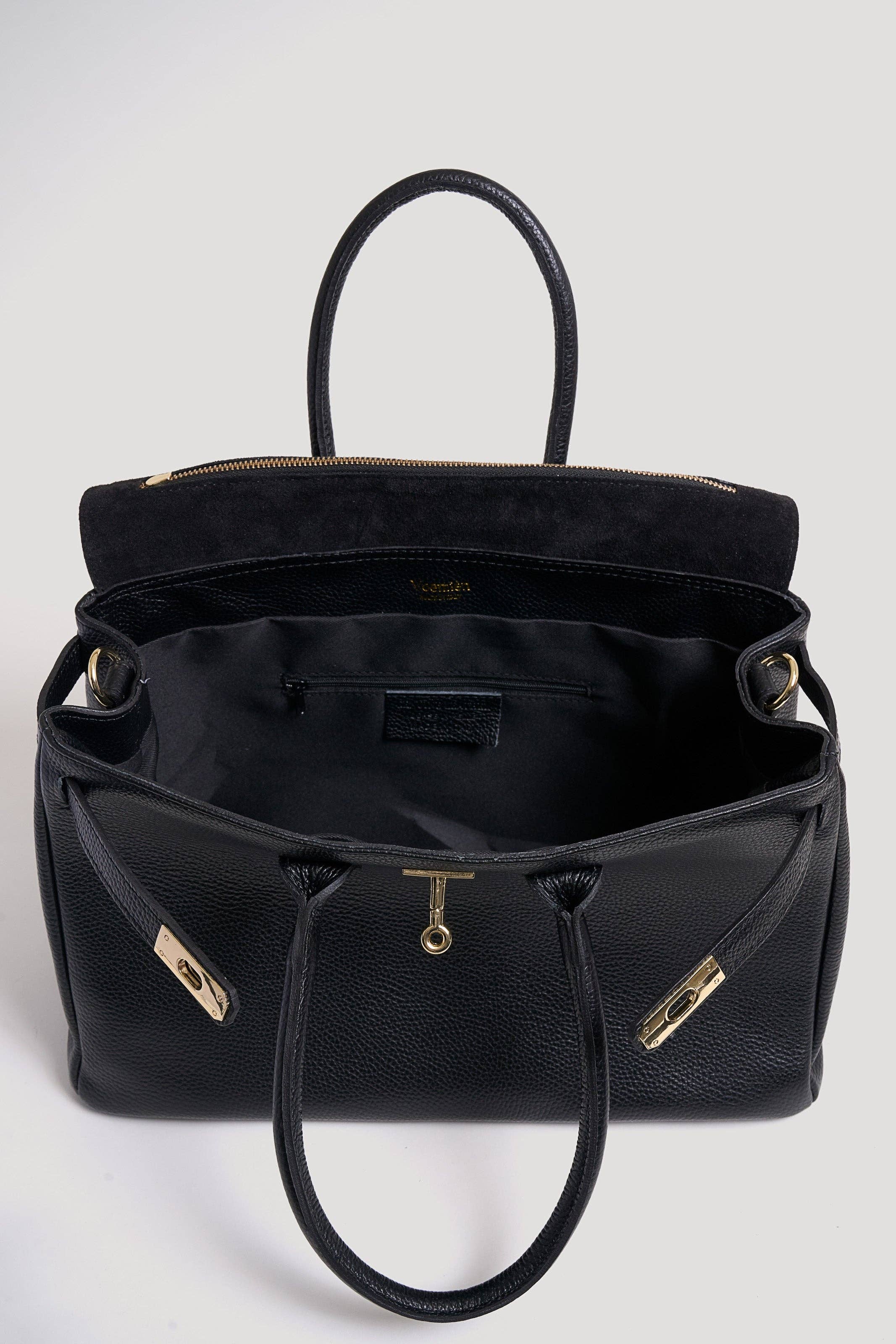 Voemièn - Wholesale Top Handle Bag - Women's - Elizabeth Bag in Black Togo Leather5