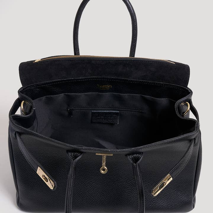 Voemièn - Wholesale Top Handle Bag - Women's - Elizabeth Bag in Black Togo Leather5