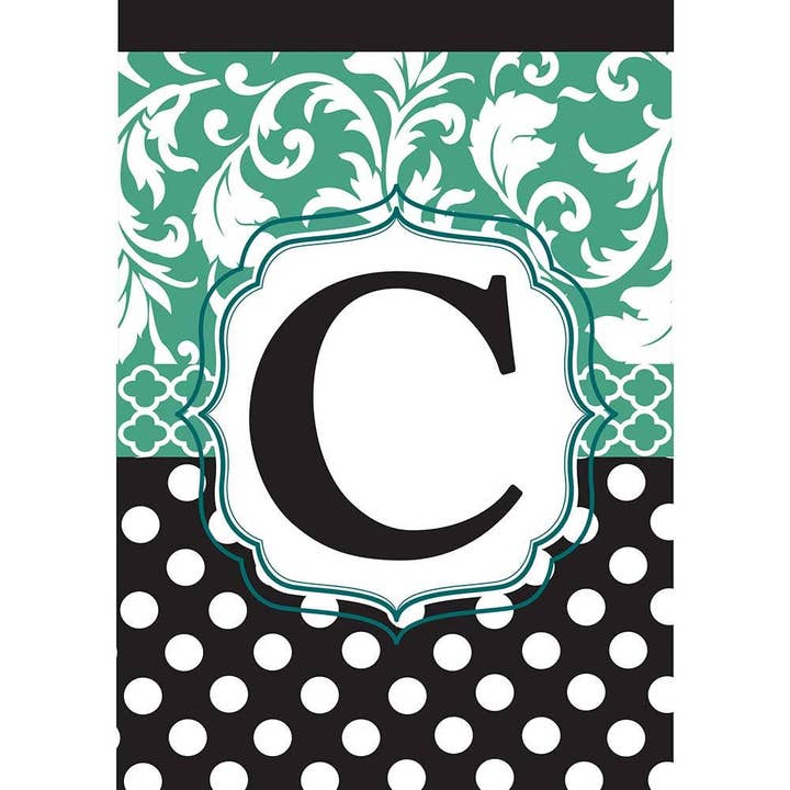 Special Buy! Garden - Monogram "C" Black & Aqua for wholesale by Cottage Garden