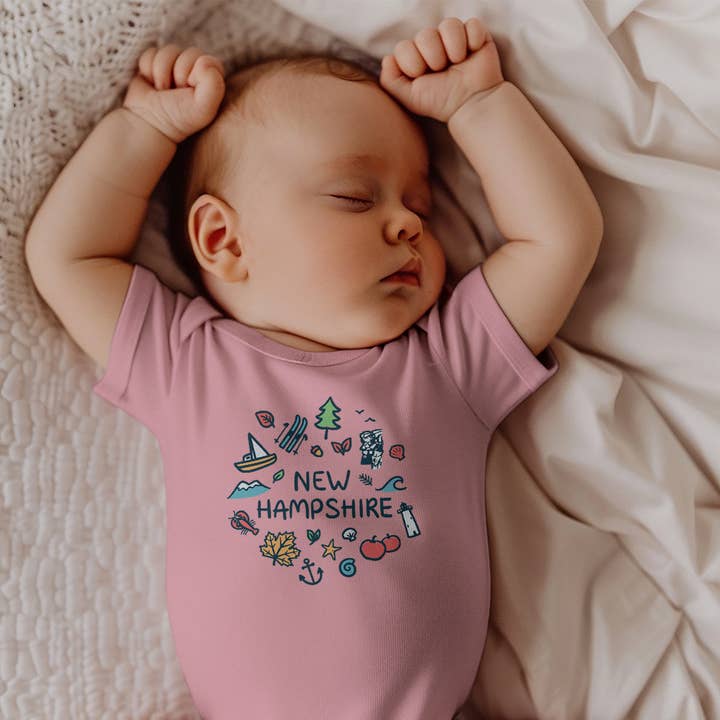 RetroPlanet - Wholesale Bodysuit (Non-Footed) - Baby - New Hampshire Doodles Baby Onesies Unisex NB-24 Months