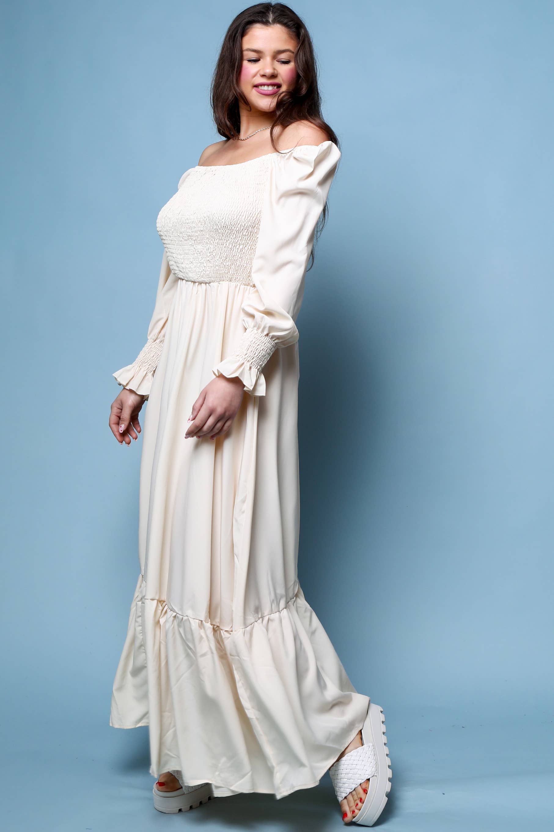 Flarix - Wholesale Dress - Women's - Smocked Square Neck Maxi Dress7