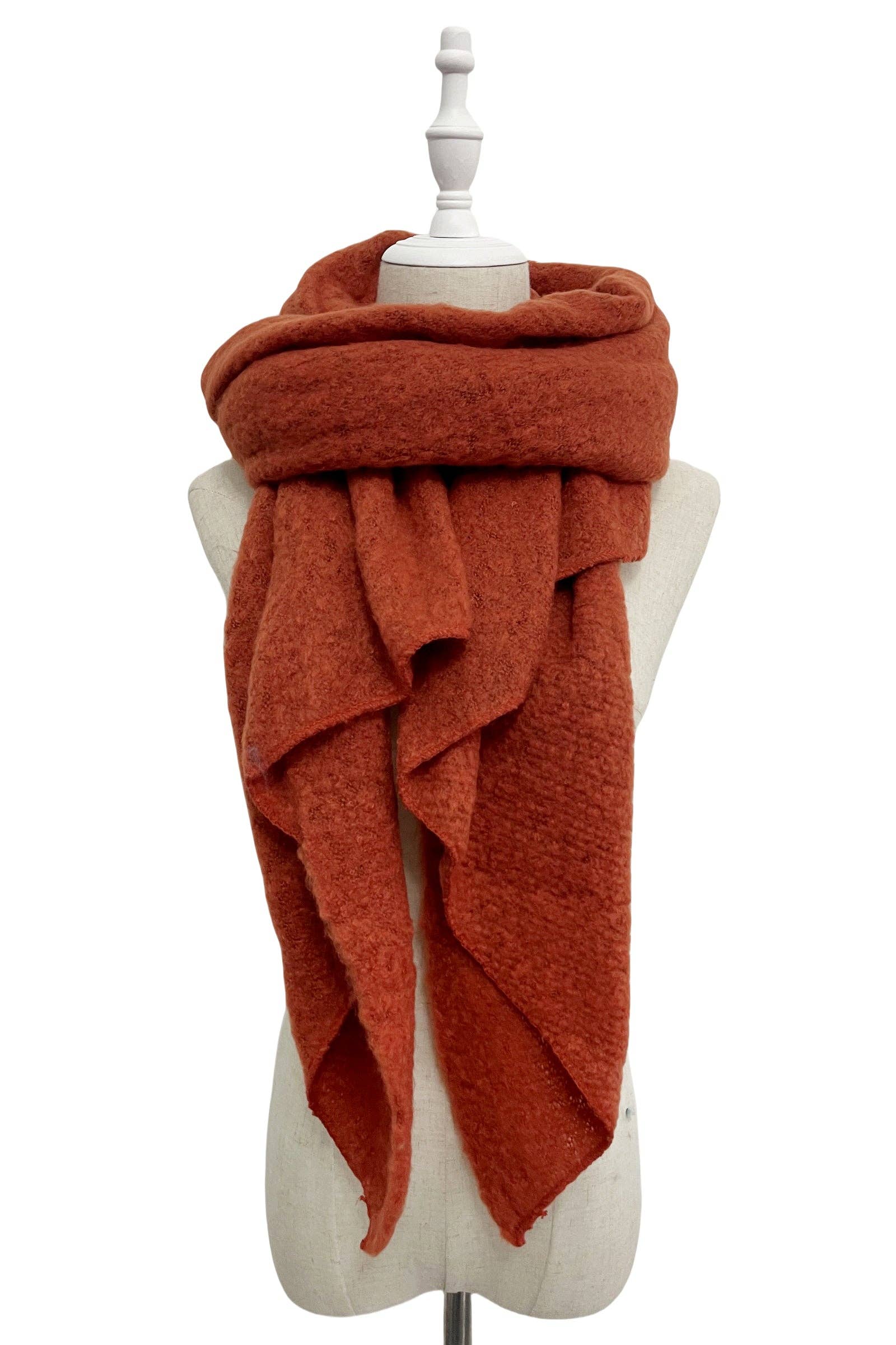 Fashion Scarf World - Wholesale Scarf - Women's - Plain Boucle Diagonal Edge Wool Scarf31