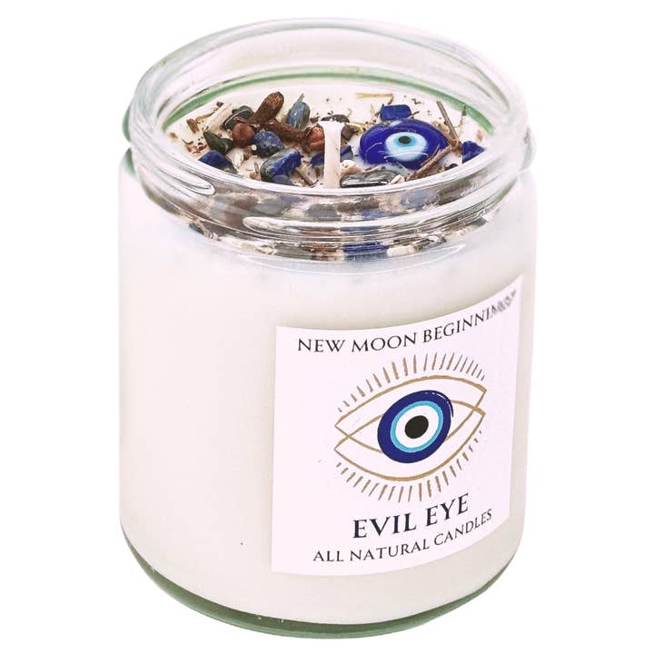 New Moon Beginnings - Wholesale Jar/Filled Candle - Evil Eye Protection Candle by New Moon Beginnings