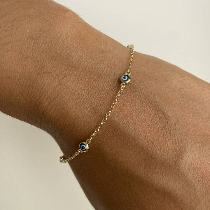 Kimiya Designs - Wholesale Charm/Dangle Bracelet - 14k Evil Eye Bracelet