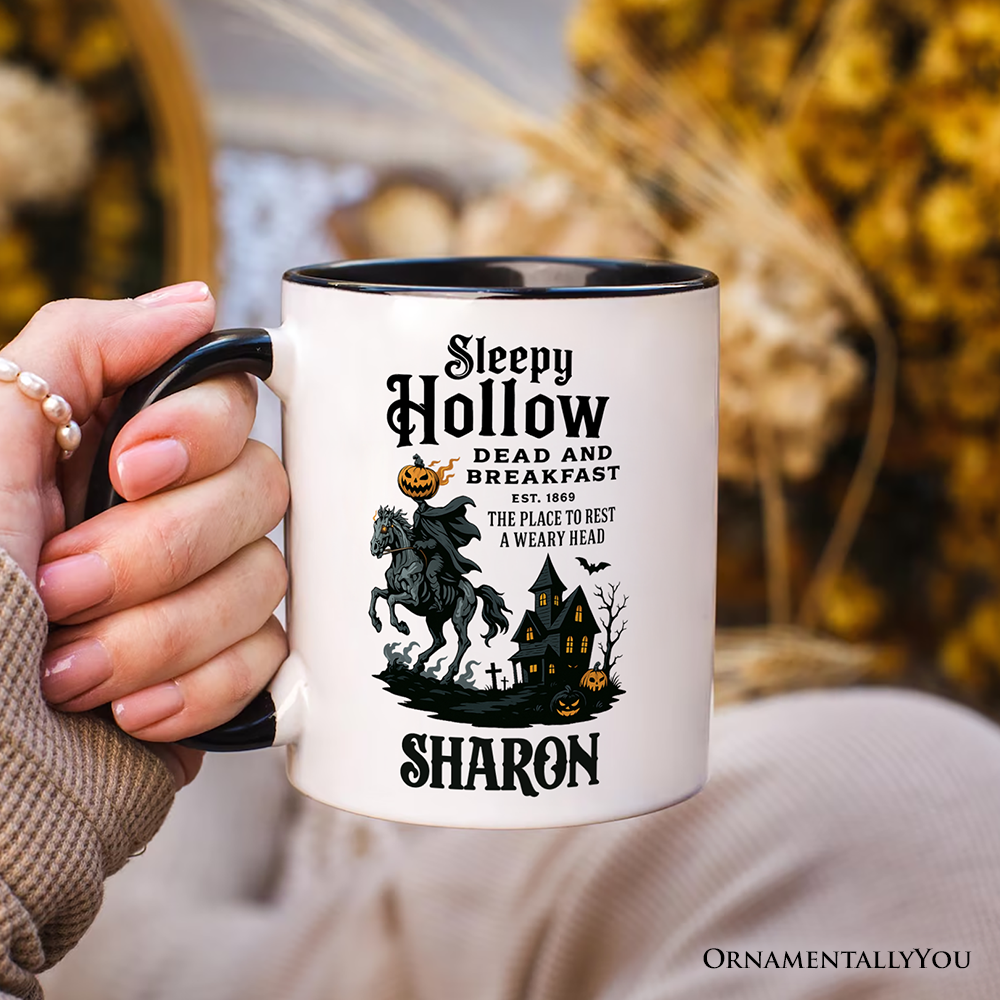 White Black Handle Headless Horseman Sleepy Hollow Halloween Gift Mug for wholesale on Faire4