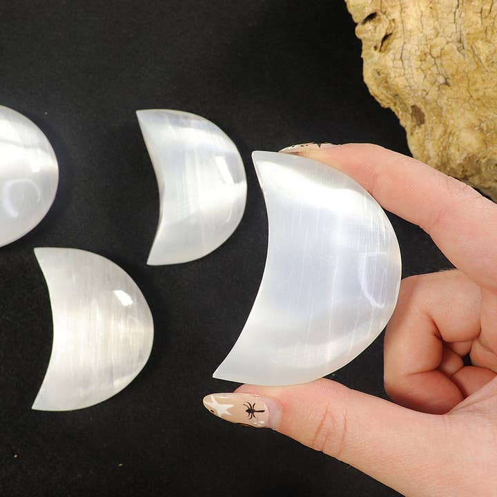 Natures Artifacts Inc - Wholesale Spiritual Stone/Crystal - Selenite Half Moon | Healing Selenite Moon9