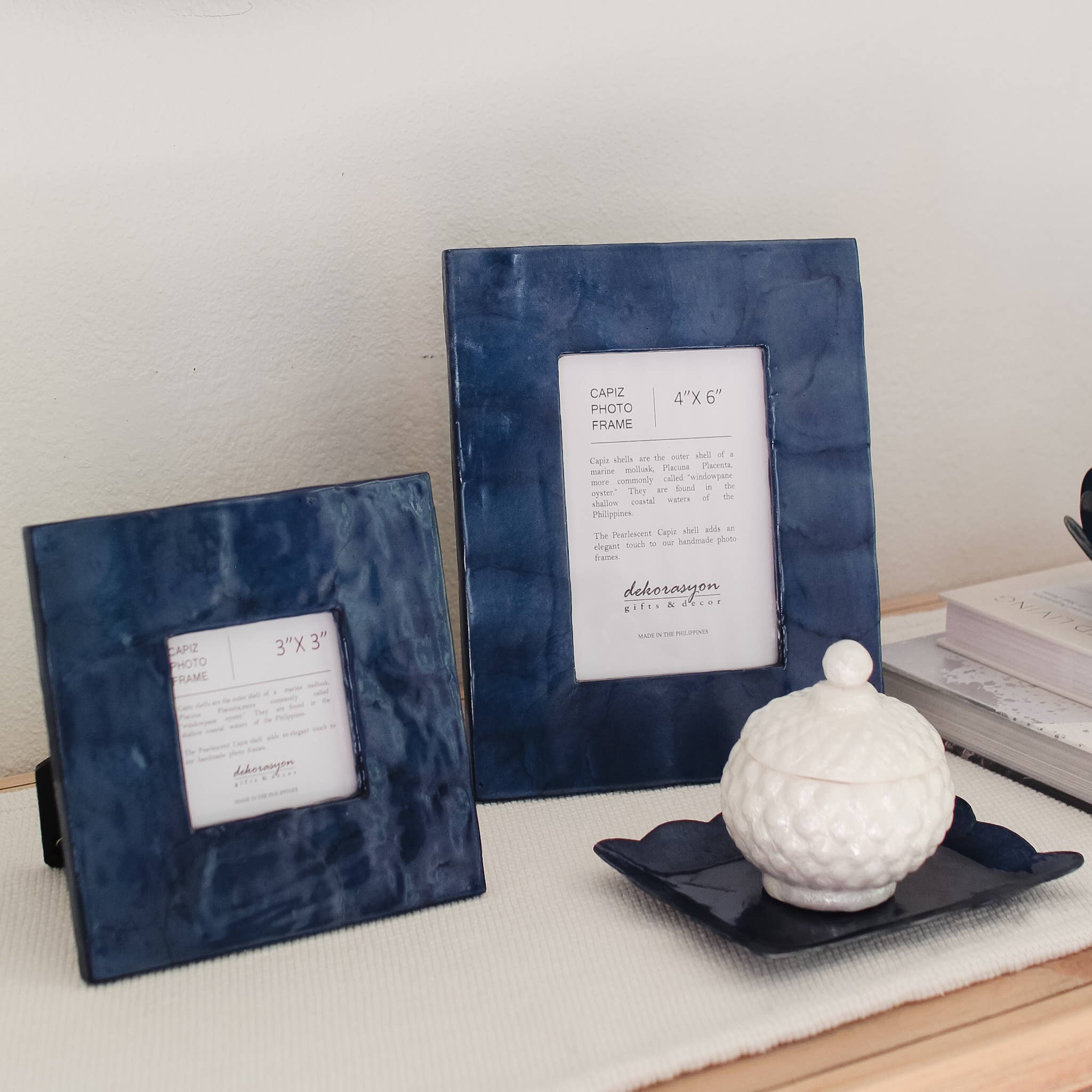 Dekorasyon Gifts  Decor - Wholesale Picture Frame - 4" x 6" Capiz Photo Frame (Blue)3