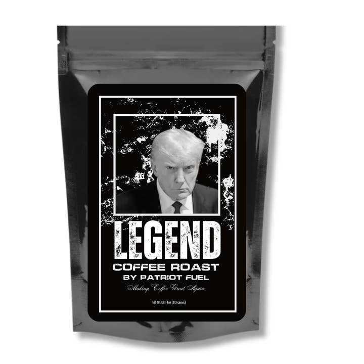 Trump Mugshot "LEGEND" Coffee Roast (Med-Dark) for wholesale by Patriot Fuel Coffee