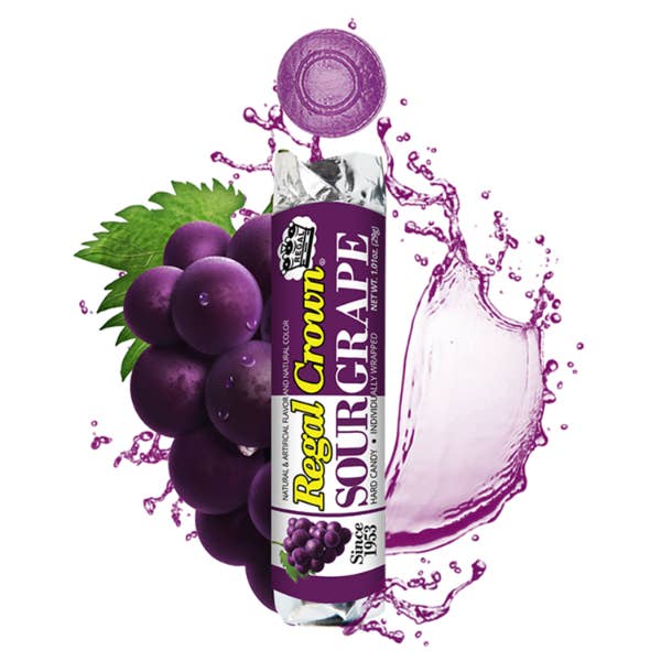 I Got Your Candy - Wholesale Hard Candy - Regal Crown Sour Grape Rolls 1.01oz - 24ct1