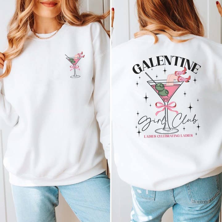 Galentine's Girls Club Wholesale Graphic Sweatshirt Front & Back Design - Quick TAT for wholesale by Limeberry Designs