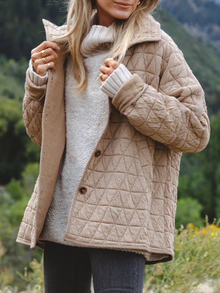 HIDDENBRAND - Wholesale Jacket - Women's - Quilted Triangle Twisted Lapel Jacket8