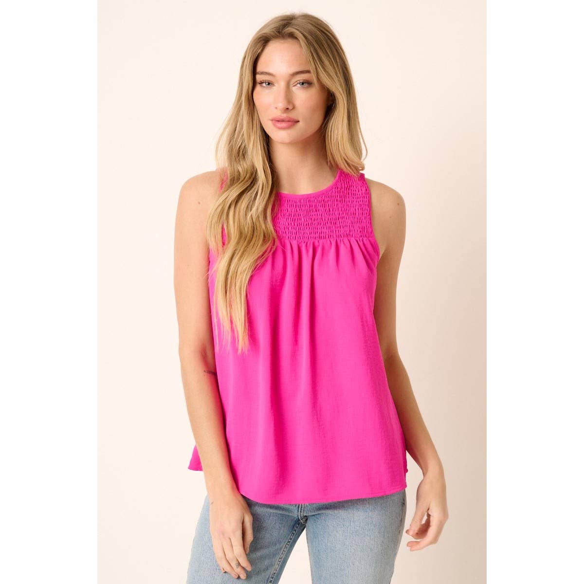 mittoshop – wholesale Blouse – Women’s – AIRFLOW SMOCKED YOKE SLEEVELESS BLOUSE2