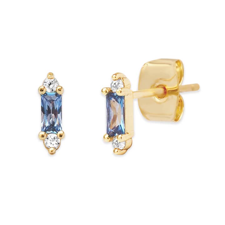 Tai Jewelry - Wholesale Stud/Post Earrings - Tiny Stick Baguette With CZ Stud