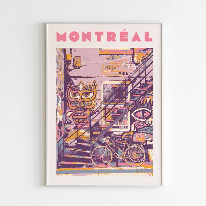 Newpencilbox Art - Wholesale Poster - Montreal Graffiti & Staircase Urban Street Art Poster