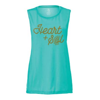 HEART & SOL Teal + Gold Muscle Tank for wholesale by The Admiral's Daughters