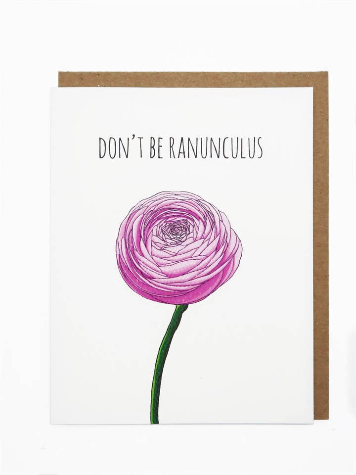 Don't Be Ranunculus Love Card for wholesale by Noted By Copine
