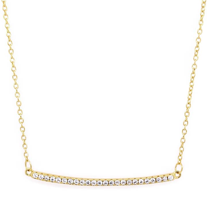 Halskette aus vergoldetem Sterlingsilber, weiße CZ-Bar für den Großhandel von Dlux Jewels