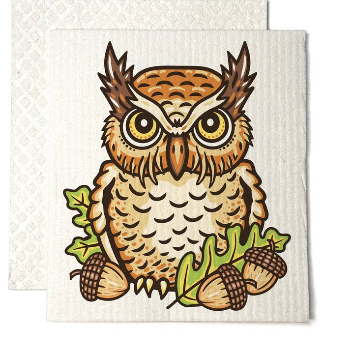 Two Little Fruits - Venta al por mayor Paño de cocina - Paño de cocina sueco – Paño de cocina con estampado de búho0