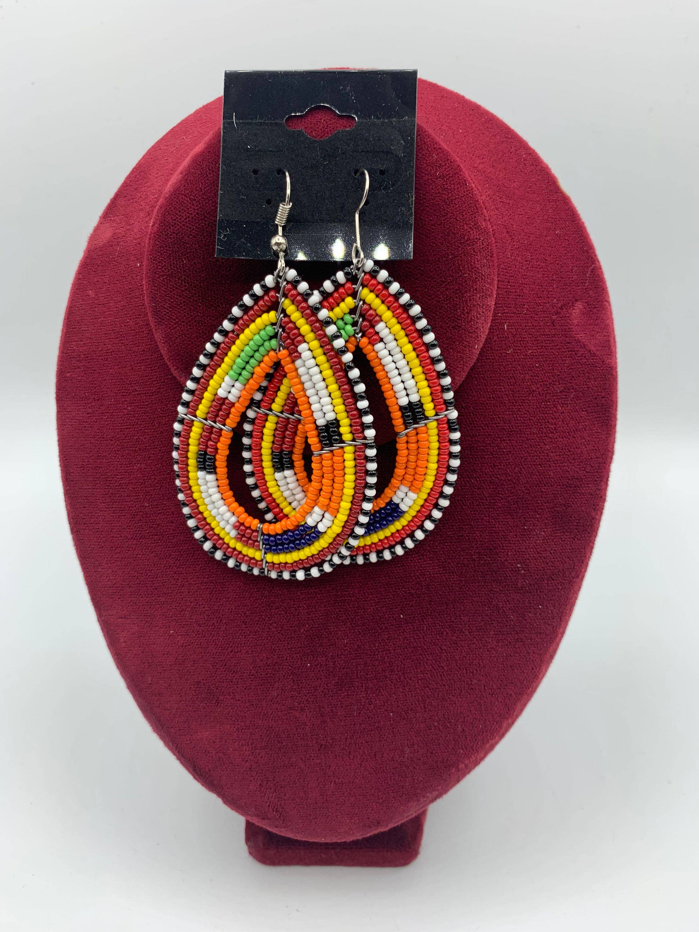 KENYAN SAFARI DESIGNS - Wholesale Dangle Earrings - Masai Beaded Earrings - Big Round Size7