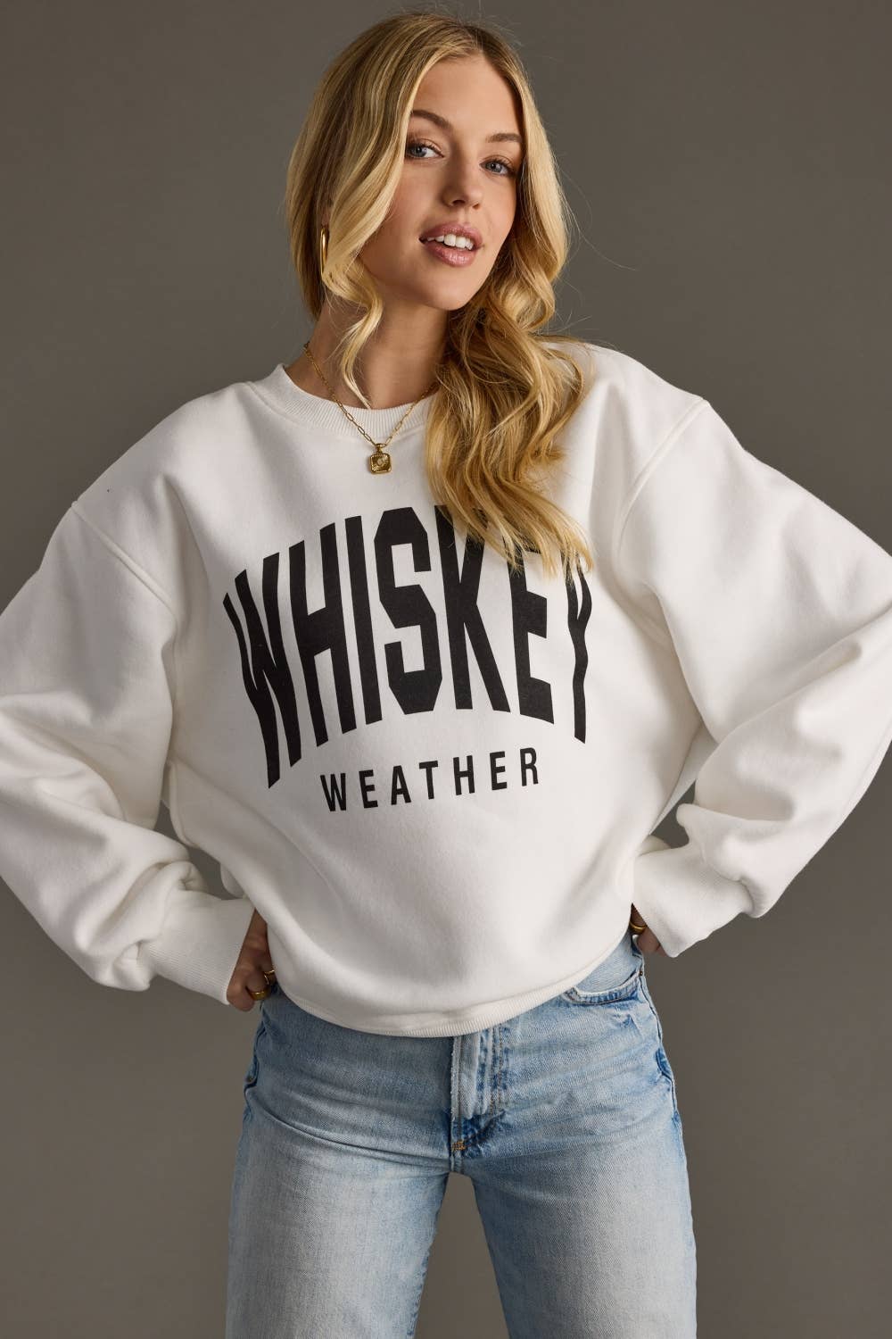 Panache Apparel Co. - Wholesale Graphic Sweatshirt - Women's - White Whiskey Weather Sweatshirt1