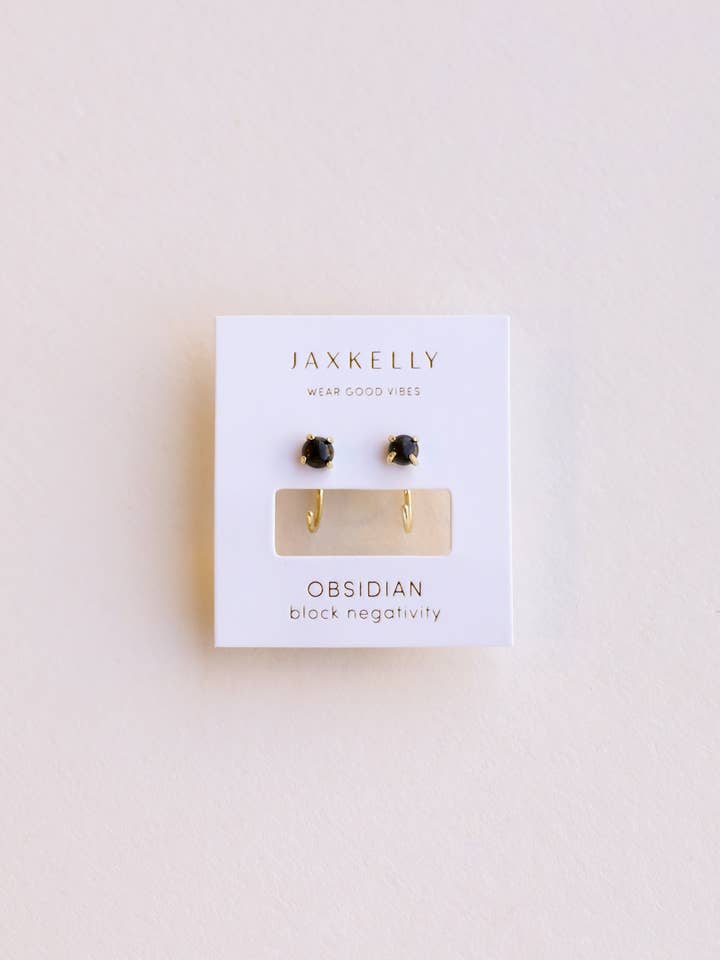 Huggies - Obsidian - Goldene Ohrringe für den Großhandel von JaxKelly