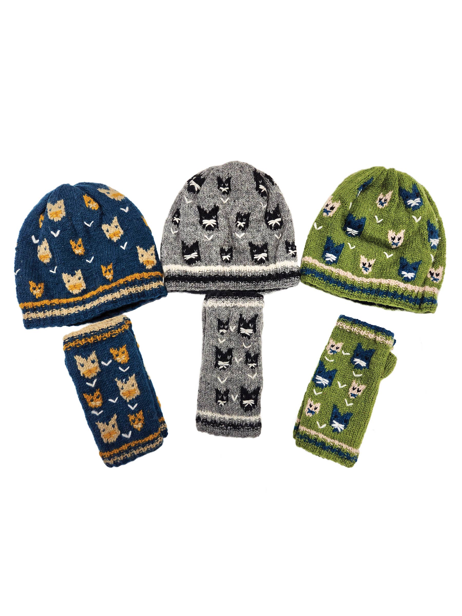 Gray Handmade Knit Beanie Hat Cat for wholesale on Faire2