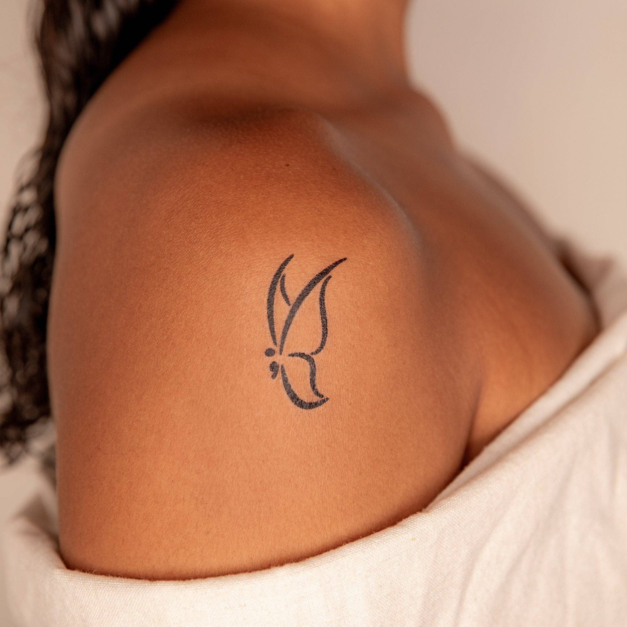 Conscious Ink - Wholesale Temporary Tattoo - Semicolon Butterfly ("the story isn't over")