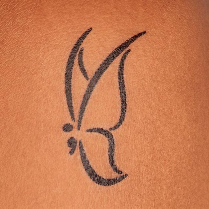 Semicolon Butterfly ("the story isn't over") for wholesale by Conscious Ink