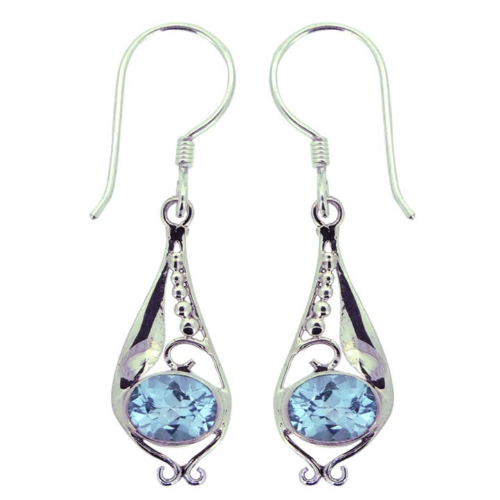 (205VBT) Himmelblå Topaz sølv dråbeøreringe for engroshandel hos Vera Wolf