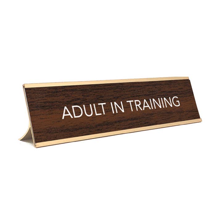 DSK Sign ADULT IN TRAINING Brown and Gold for wholesale by AAHS Enterprises