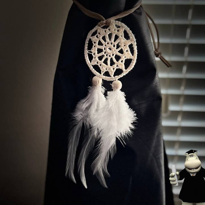 WHITE CURTAIN TIE EMBROIDERED DREAM CATCHER for wholesale by The Perfect Gift Shop UK Limited