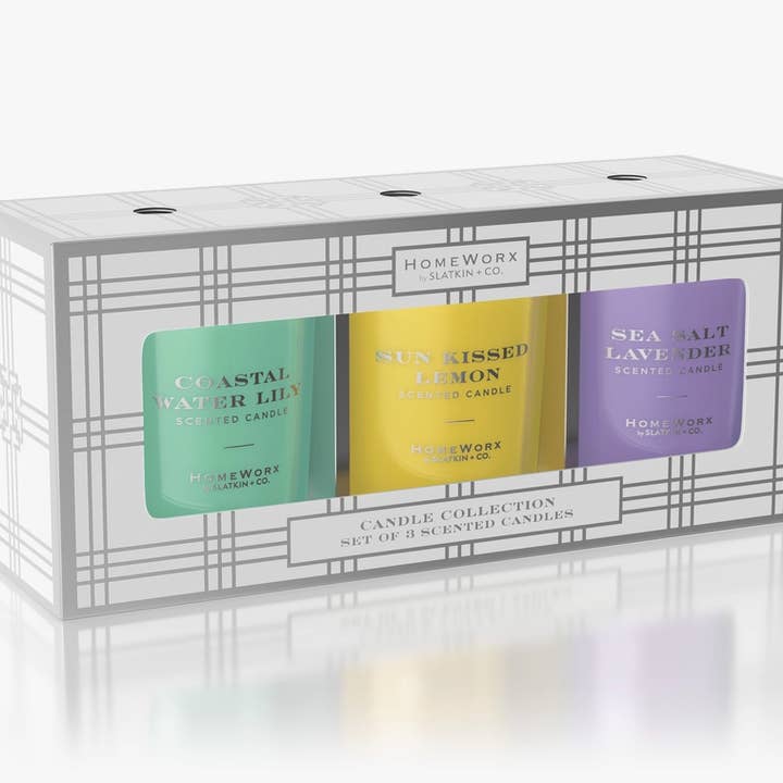 Set regalo HOMEWORX SUMMER con candele profumate a 1 stoppino, 3 pezzi per la vendita all'ingrosso da parte di Candle Warmers Etc. Duftlampen & Kerzen